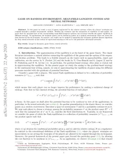 Game on Random Environment, Mean-field Langevin System and Neural
  Networks