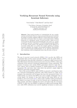 Verifying Recurrent Neural Networks using Invariant Inference
