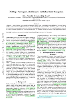 Building a Norwegian Lexical Resource for Medical Entity Recognition