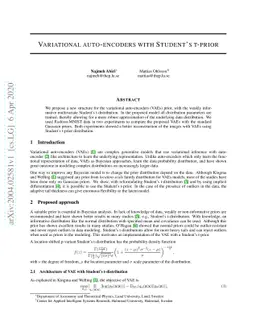 Variational auto-encoders with Student's t-prior