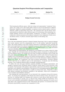 Quantum Inspired Word Representation and Computation