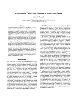 Conditions for Open-Ended Evolution in Immigration Games