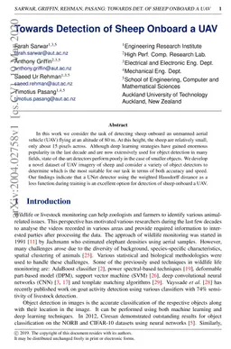Towards Detection of Sheep Onboard a UAV