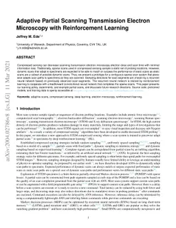 Adaptive Partial Scanning Transmission Electron Microscopy with
  Reinforcement Learning