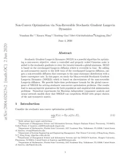 Non-Convex Optimization via Non-Reversible Stochastic Gradient Langevin
  Dynamics
