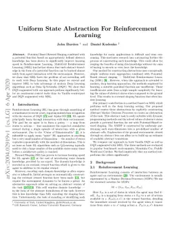 Uniform State Abstraction For Reinforcement Learning