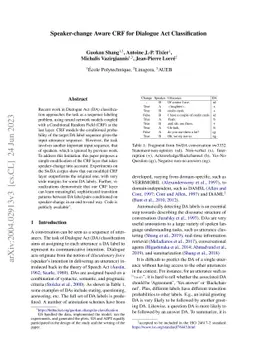 Speaker-change Aware CRF for Dialogue Act Classification