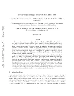 Predicting Strategic Behavior from Free Text