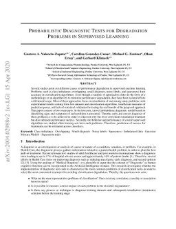 Probabilistic Diagnostic Tests for Degradation Problems in Supervised
  Learning
