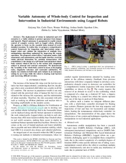 Variable Autonomy of Whole-body Control for Inspection and Intervention
  in Industrial Environments using Legged Robots
