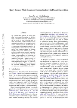 Query Focused Multi-Document Summarization with Distant Supervision