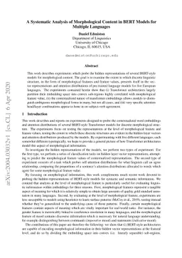 A Systematic Analysis of Morphological Content in BERT Models for
  Multiple Languages