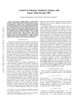 Control of Unknown Nonlinear Systems with Linear Time-Varying MPC