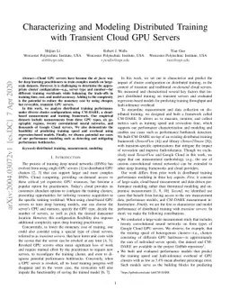 Characterizing and Modeling Distributed Training with Transient Cloud
  GPU Servers
