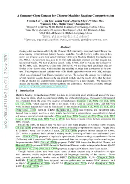 A Sentence Cloze Dataset for Chinese Machine Reading Comprehension