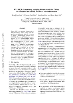 RYANSQL: Recursively Applying Sketch-based Slot Fillings for Complex
  Text-to-SQL in Cross-Domain Databases