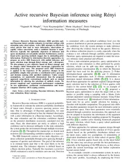 Active recursive Bayesian inference using Rényi information measures