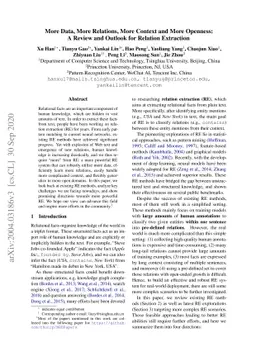 More Data, More Relations, More Context and More Openness: A Review and
  Outlook for Relation Extraction