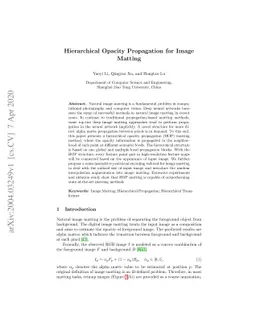 Hierarchical Opacity Propagation for Image Matting