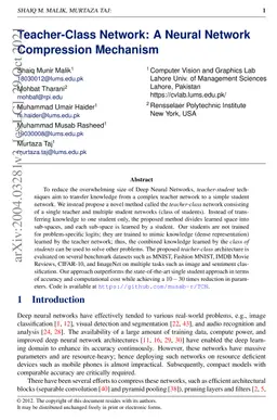 Teacher-Class Network: A Neural Network Compression Mechanism