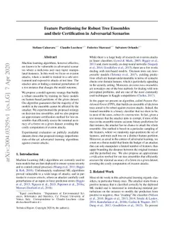 Feature Partitioning for Robust Tree Ensembles and their Certification
  in Adversarial Scenarios