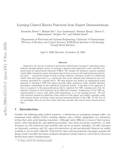 Learning Control Barrier Functions from Expert Demonstrations