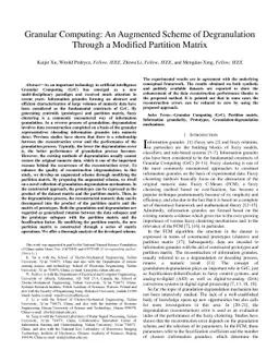 Granular Computing: An Augmented Scheme of Degranulation Through a
  Modified Partition Matrix