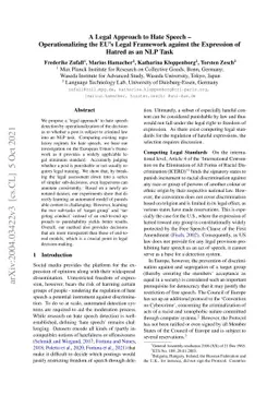 A Legal Approach to Hate Speech: Operationalizing the EU's Legal
  Framework against the Expression of Hatred as an NLP Task