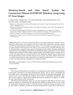 Harmony-Search and Otsu based System for Coronavirus Disease (COVID-19)
  Detection using Lung CT Scan Images