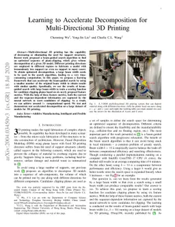 Learning to Accelerate Decomposition for Multi-Directional 3D Printing