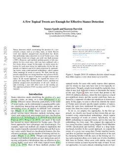 A Few Topical Tweets are Enough for Effective User-Level Stance
  Detection