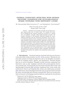 General Community Detection with Optimal Recovery Conditions for
  Multi-relational Sparse Networks with Dependent Layers