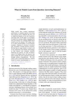 What do Models Learn from Question Answering Datasets?