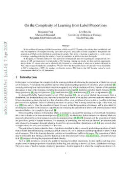 On the Complexity of Learning from Label Proportions
