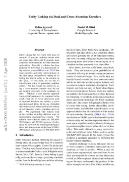 Entity Linking via Dual and Cross-Attention Encoders