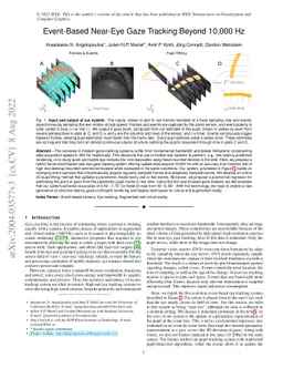 Event Based, Near Eye Gaze Tracking Beyond 10,000Hz