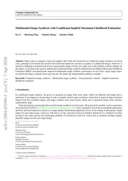 Multimodal Image Synthesis with Conditional Implicit Maximum Likelihood
  Estimation