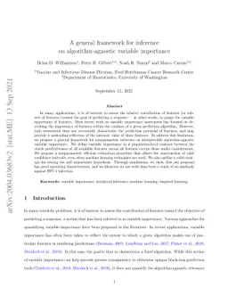 A general framework for inference on algorithm-agnostic variable
  importance