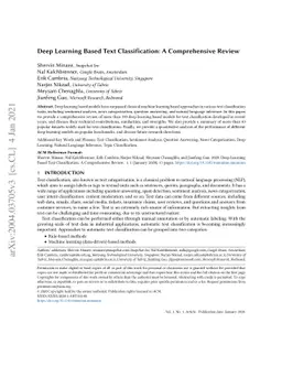 Deep Learning Based Text Classification: A Comprehensive Review