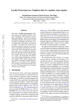 Locality Preserving Loss: Neighbors that Live together, Align together