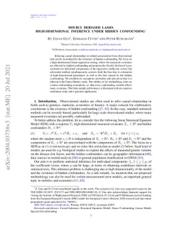 Doubly Debiased Lasso: High-Dimensional Inference under Hidden
  Confounding