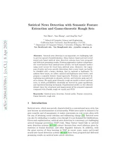 Satirical News Detection with Semantic Feature Extraction and
  Game-theoretic Rough Sets