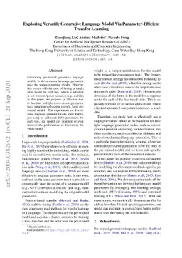 Exploring Versatile Generative Language Model Via Parameter-Efficient
  Transfer Learning