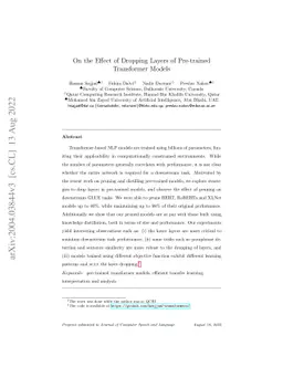 On the Effect of Dropping Layers of Pre-trained Transformer Models