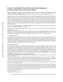 Canopy: A Verifiable Privacy-Preserving Token Ring based Communication
  Protocol for Smart Homes