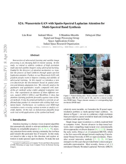 S2A: Wasserstein GAN with Spatio-Spectral Laplacian Attention for
  Multi-Spectral Band Synthesis