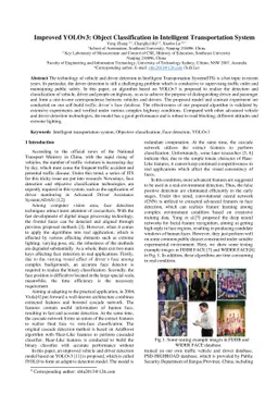Improved YOLOv3 Object Classification in Intelligent Transportation
  System