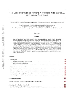 The Loss Surfaces of Neural Networks with General Activation Functions