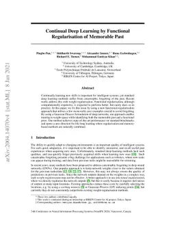 Continual Deep Learning by Functional Regularisation of Memorable Past