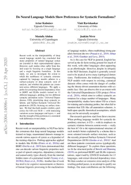 Do Neural Language Models Show Preferences for Syntactic Formalisms?